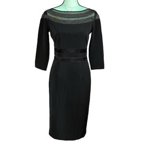 JS Collection Midi Length Boat Neck 3/4 Sleeve Little Black Dress Size 4